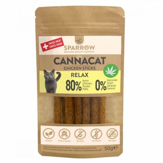 Sparrow Pet CannaCat Kipsticks met CBD