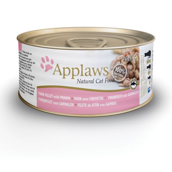 Applaws Cat Blikvoer Bouillon, tonijnfilet & garnaal, 70 g