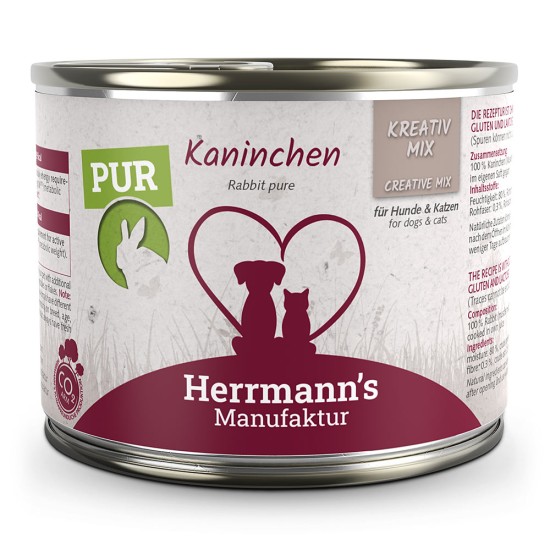 Herrmanns Puur Konijn, 200 g (blik)