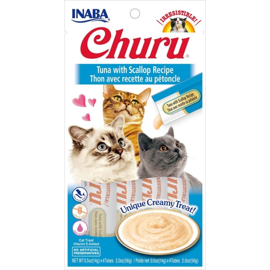 Inaba Kat Churu Puree Tonijn met Sint-Jacobsschelp