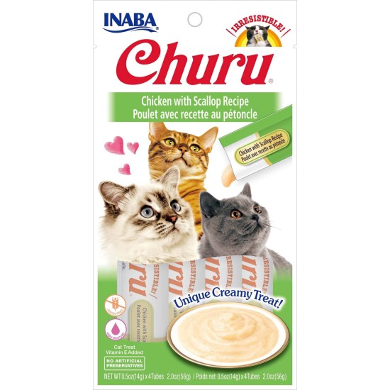 Inaba Kat Churu Puree Kip met Sint-Jacobsschelp