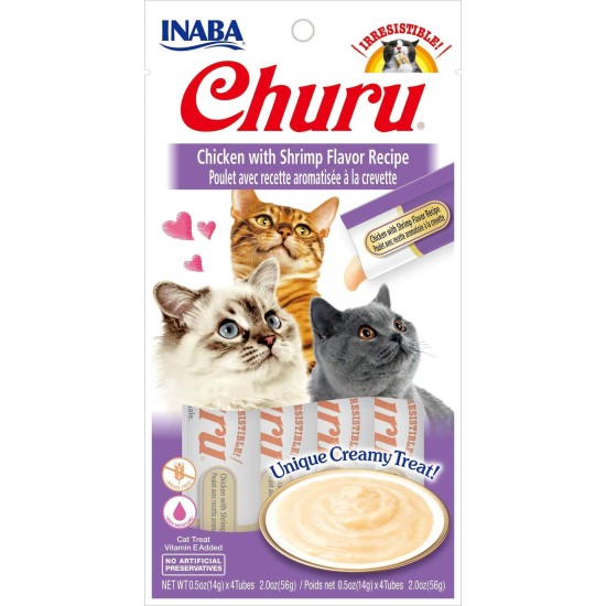 Inaba Kat Churu Puree Kip met Garnaal