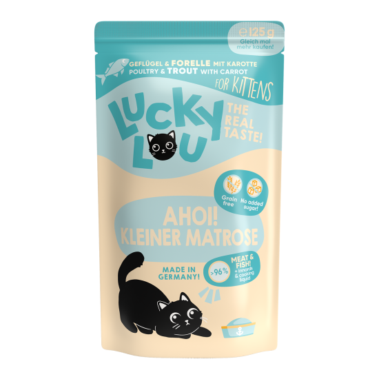 Lucky Lou Kitten Gevogelte & Forel, 125 g (zakje)