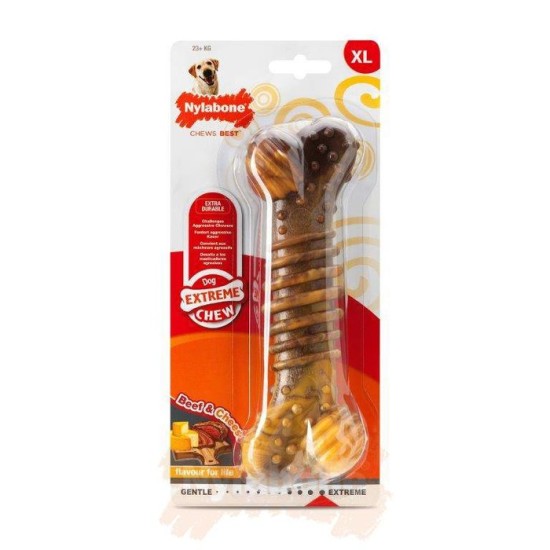 Nylabone Chew Textured Bone Steak & Cheese, small